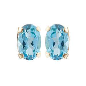 10K Gold Stud Earring with Genuine Blue Topaz